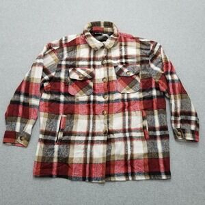 Knapp Studio Jacket Womens Large Red Plaid‎ Button Up Pockets Outdoor Shaket
